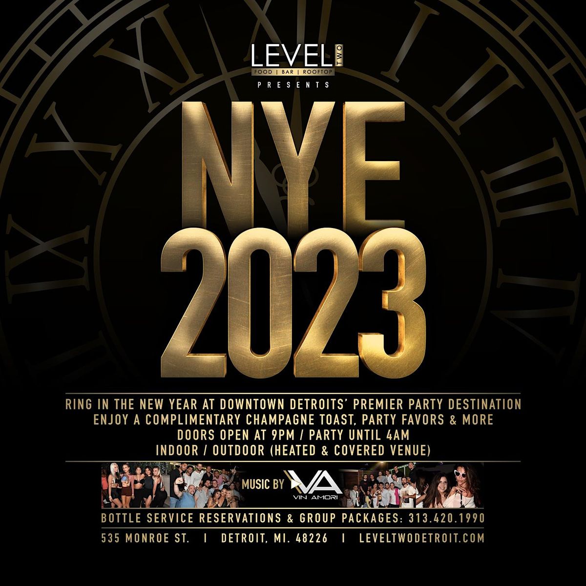 NYE 2023 At Level Two Bar & Rooftop, Level Two Bar & Rooftop, Detroit
