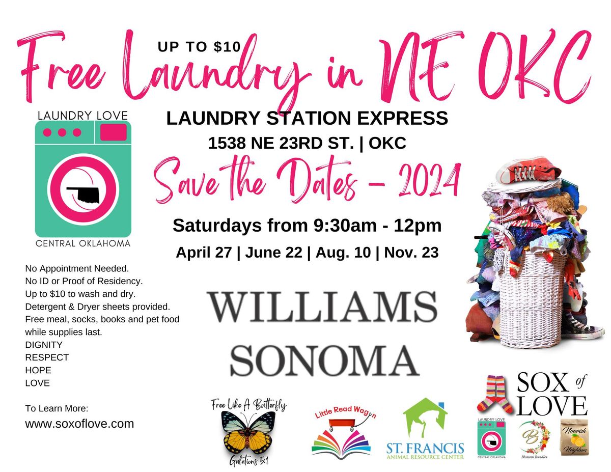 NE OKC - FREE LAUNDRY DAYS - NO APPOINTMENT NEEDED