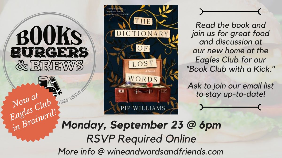 Books Burgers and Brews: The Dictionary of Lost Words