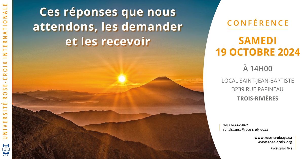 Conf\u00e9rence | Ces r\u00e9ponses que nous attendons, les demander et les recevoir