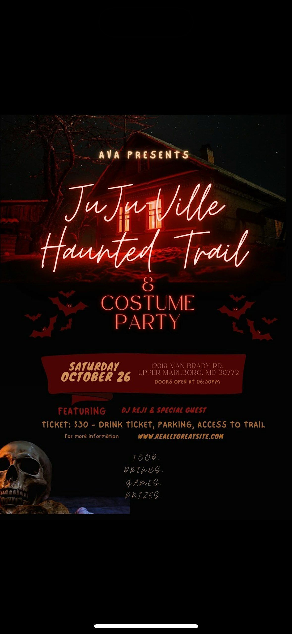 AVA Presents Juju-Ville Haunted Trail & Costume Party