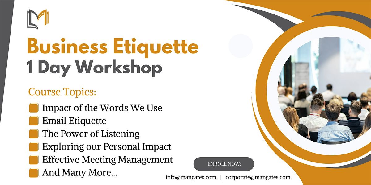 Business Etiquette 1 Day Workshop in Canberra on 26th Jul, 2024