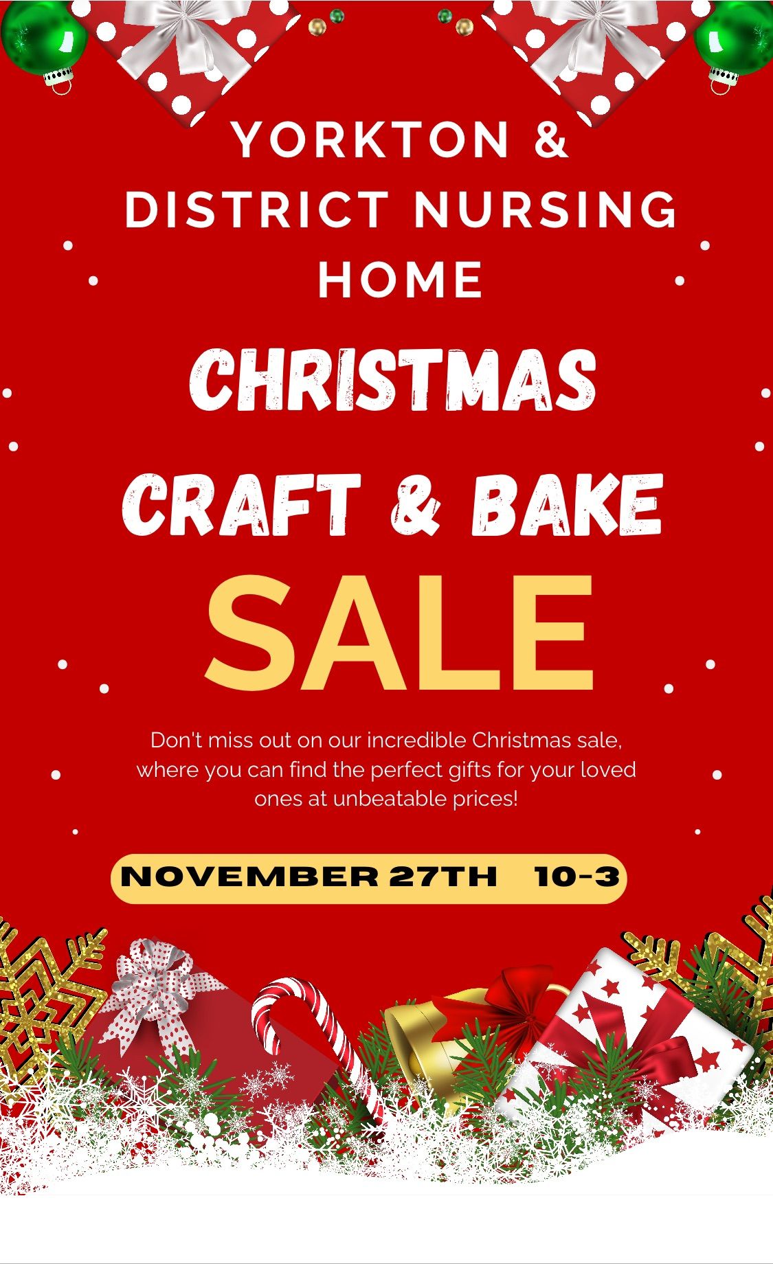 Yorkton & District Nursing Home Christmas Craft & Bake Sale