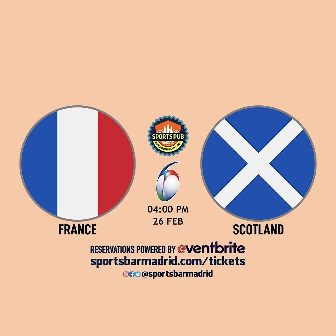 France v Scotland | Rugby Six Nations - Sports Pub San Mateo