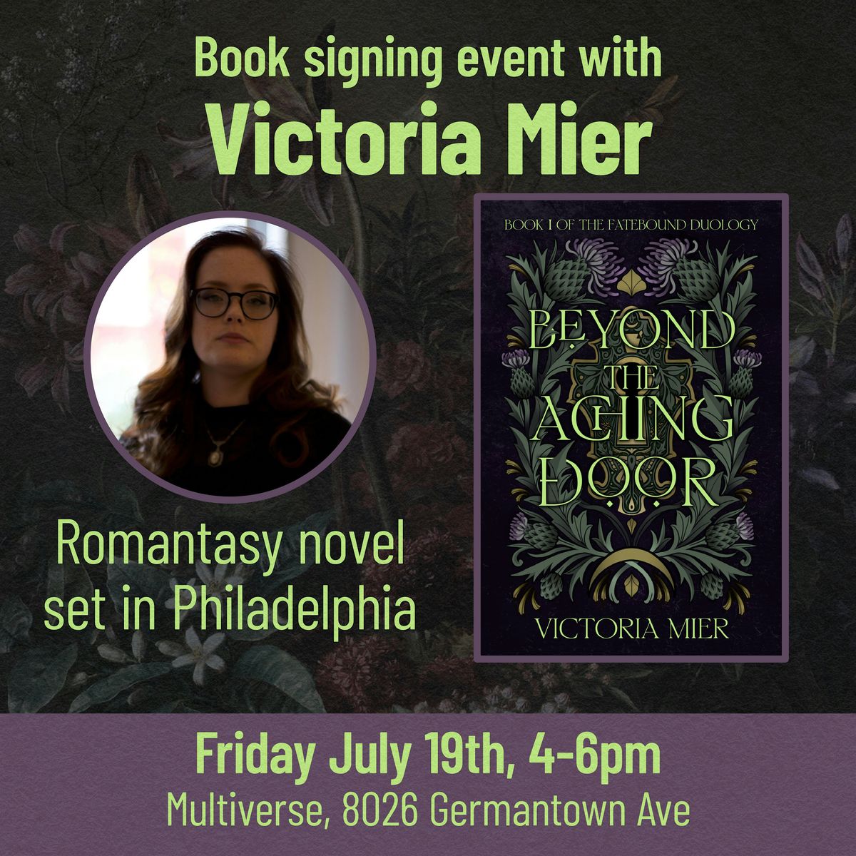 "Beyond The Aching Door" Book Signing Event With Victoria Mier