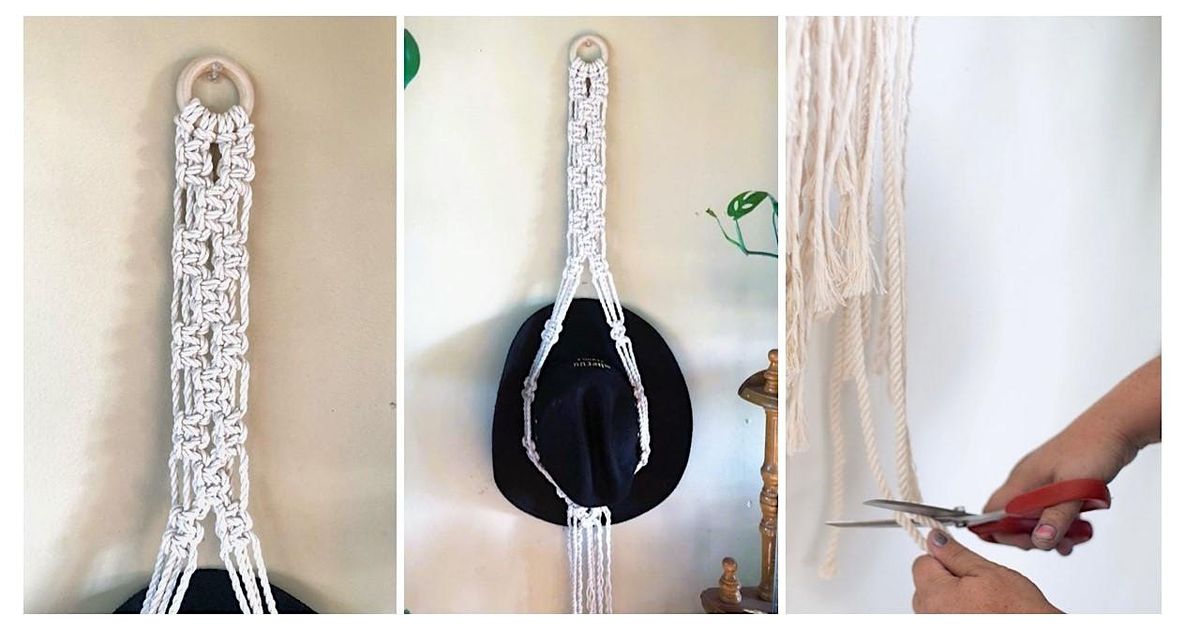 Craft Your Own Macrame Hat Hanger - Classic Design, Aroma Cafe Bar ...