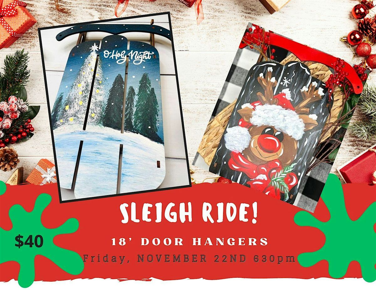 Sleigh Ride Paint Party - 18' Door hangers