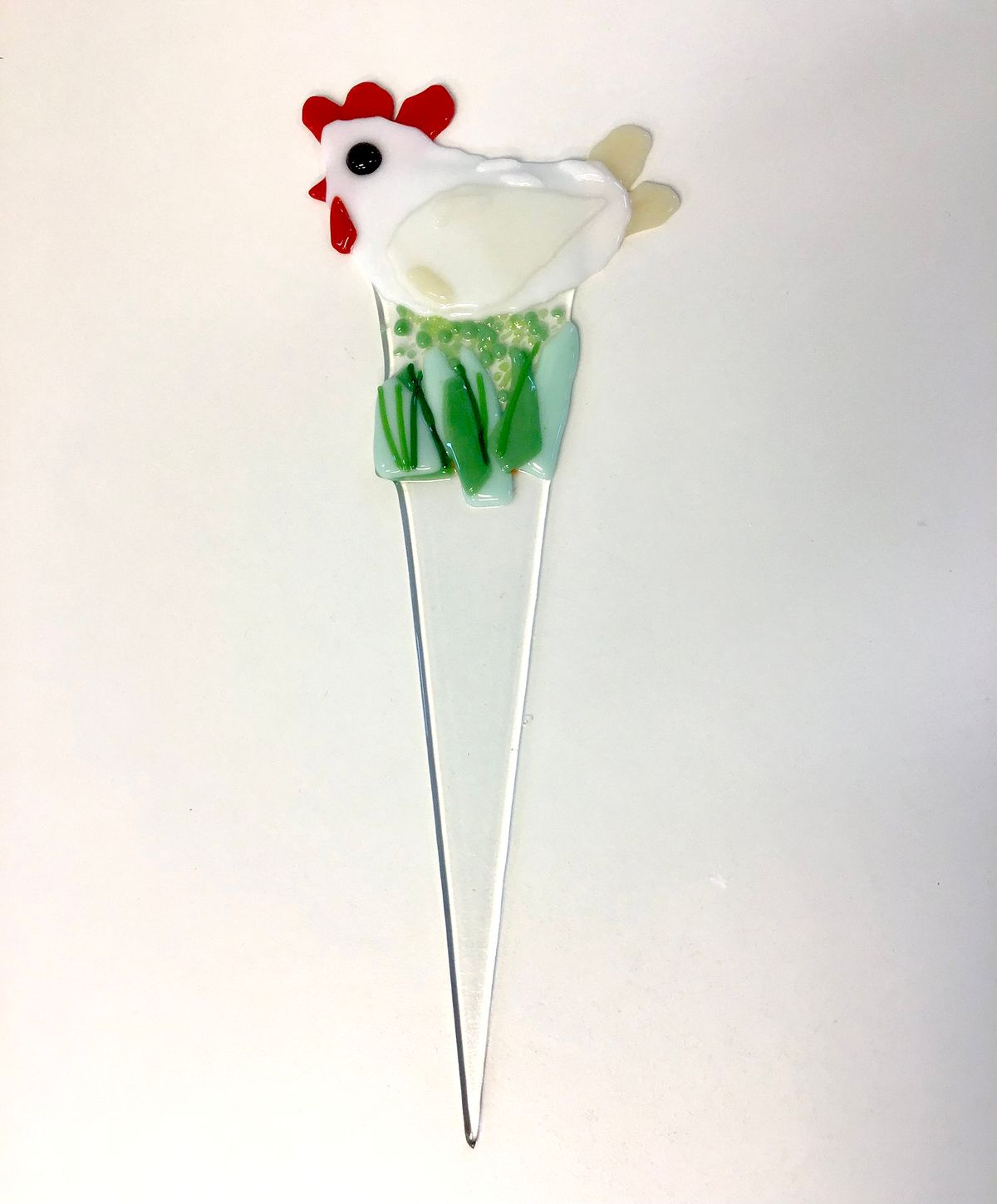 Kids Fused Glass Chicken Garden Stake