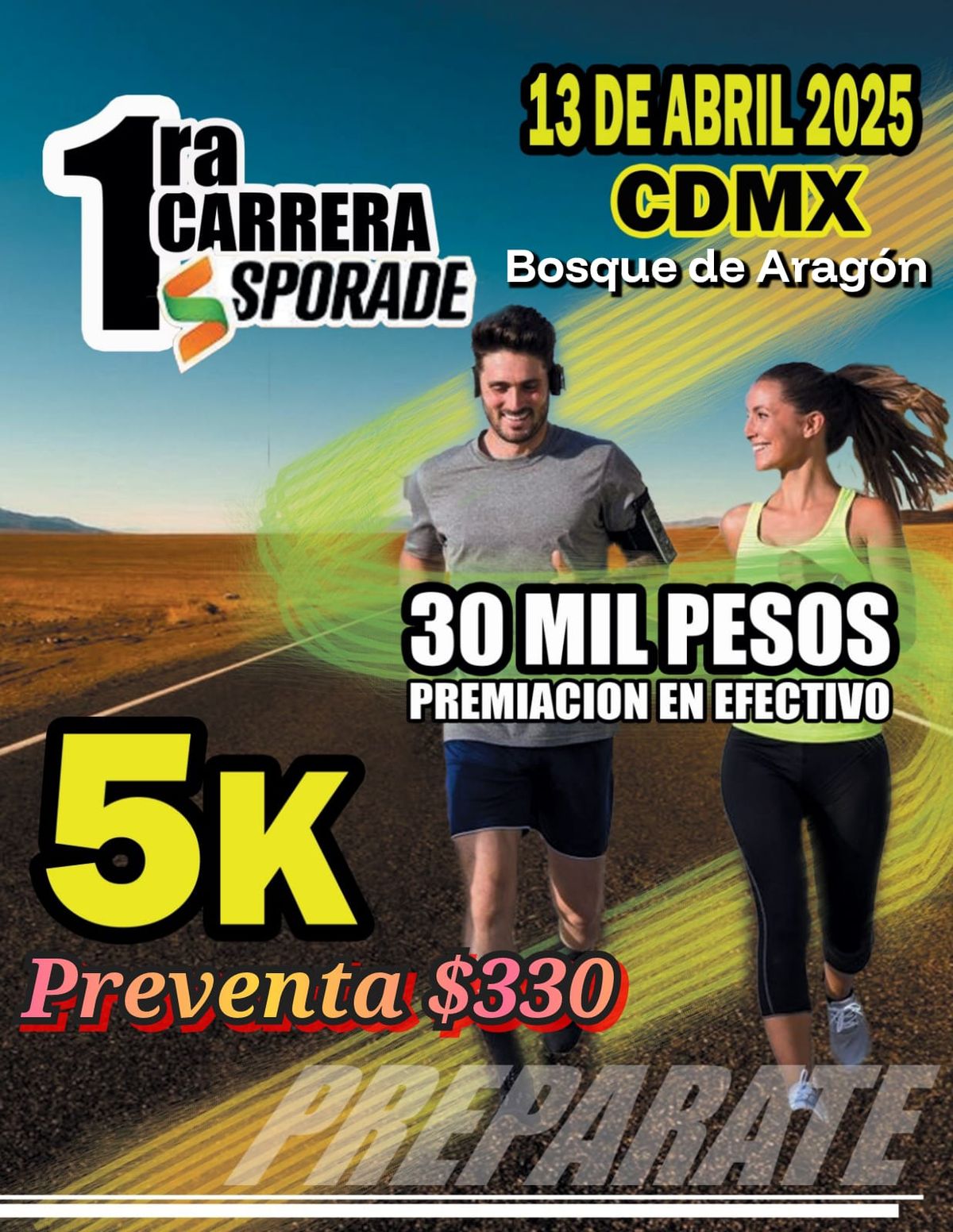 1ra Carrera SPORADE 5k y caminata 3k