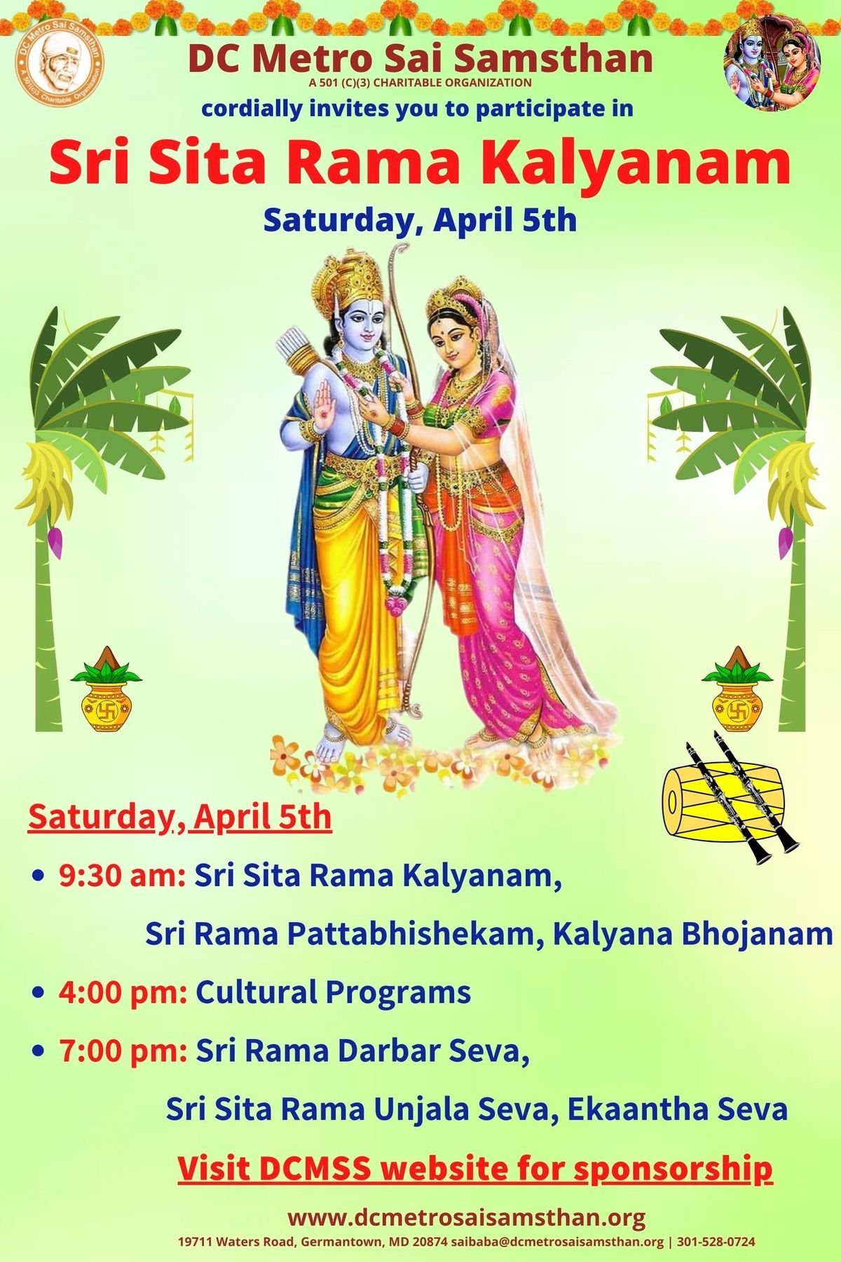 Sri Sita Rama Kalyanam at Sai Mandir, Germantown, MD