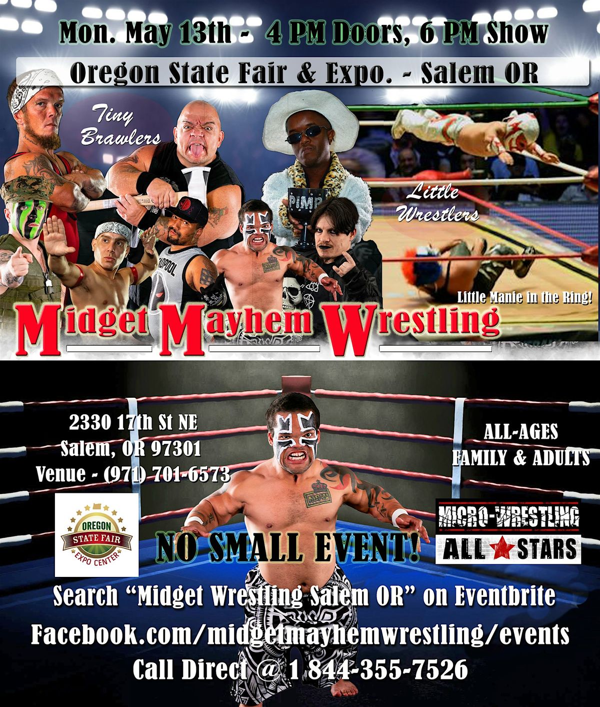 Midget Mayhem Wrestling Goes Wild!  Salem OR (All-Ages)