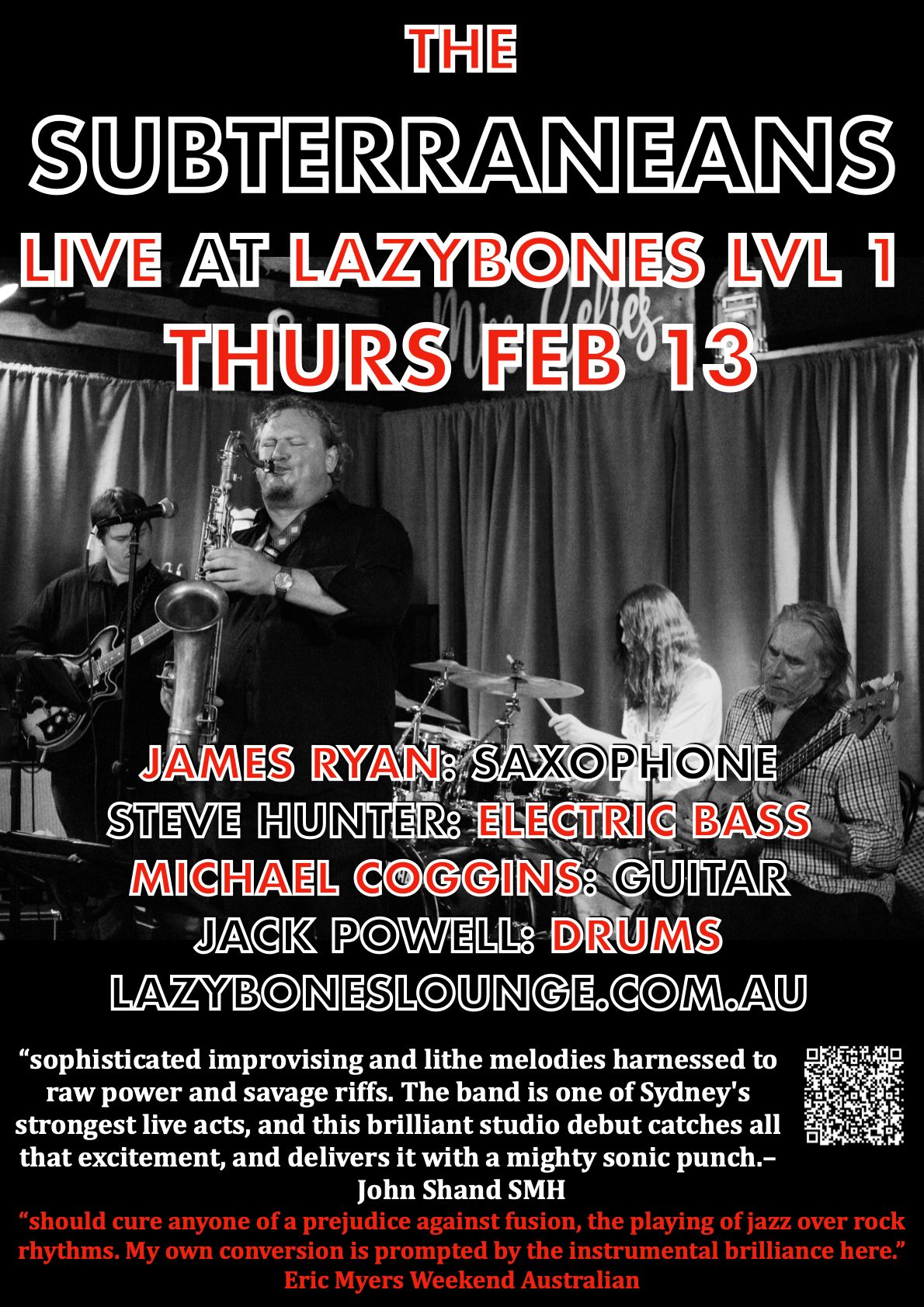 THE SUBTERRANEANS return to LAZYBONES THURS FEB 13th