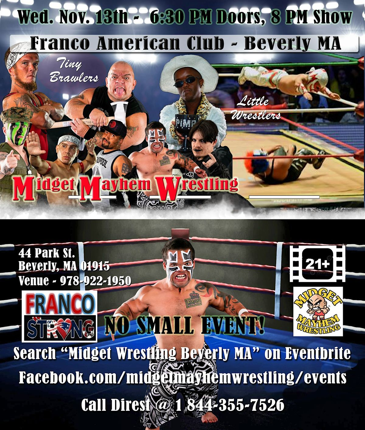 Midget Mayhem Wrestling \/ Little Mania Goes Wild!  Beverly, MA 21+