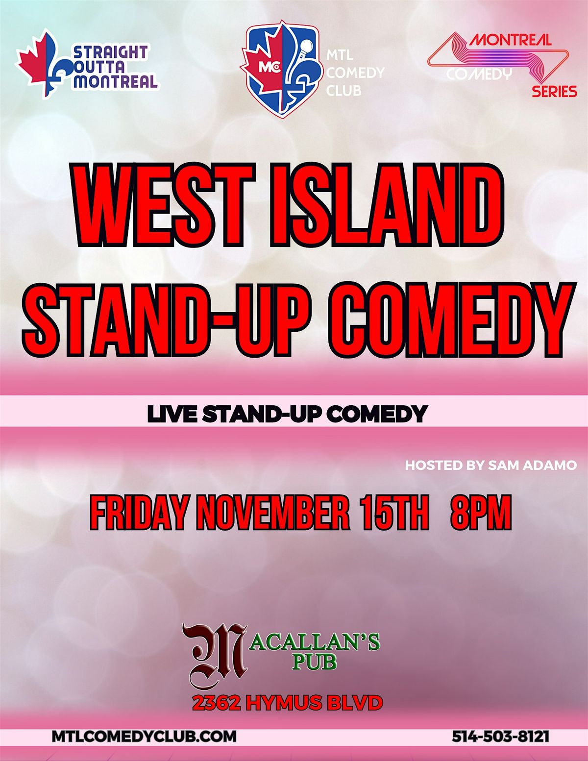 West Island Stand-Up Comedy Show By  MTLCOMEDYCLUB.COM