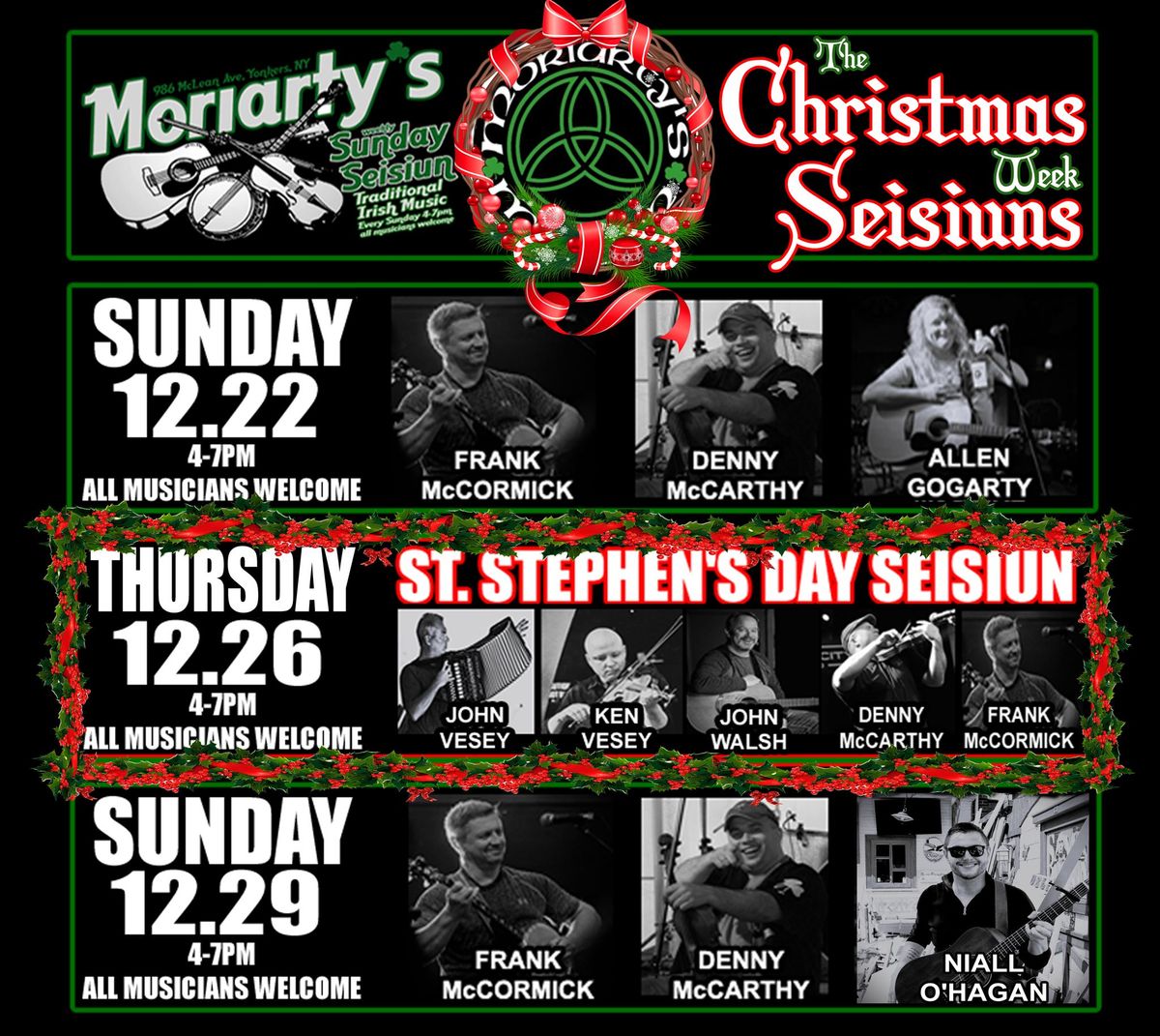 Moriarty's Christmas Week Seisiuns