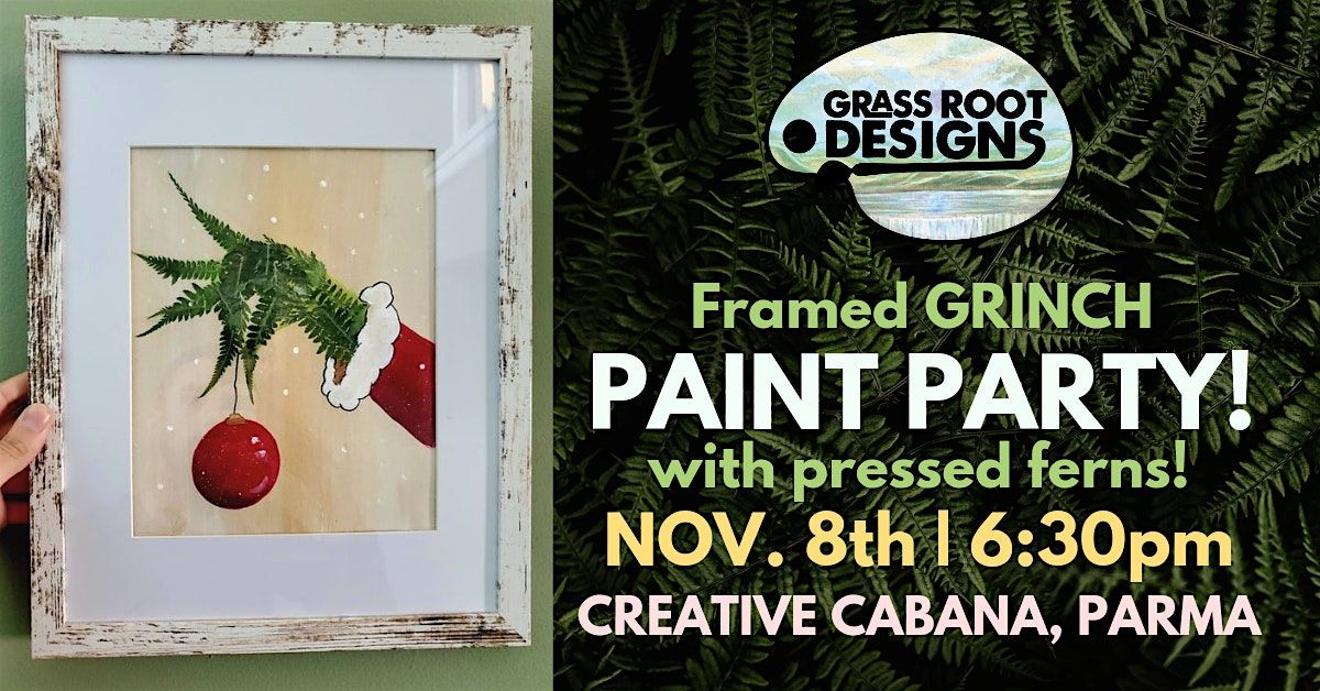 Framed Grinch With Pressed Ferns| Creative Cabana