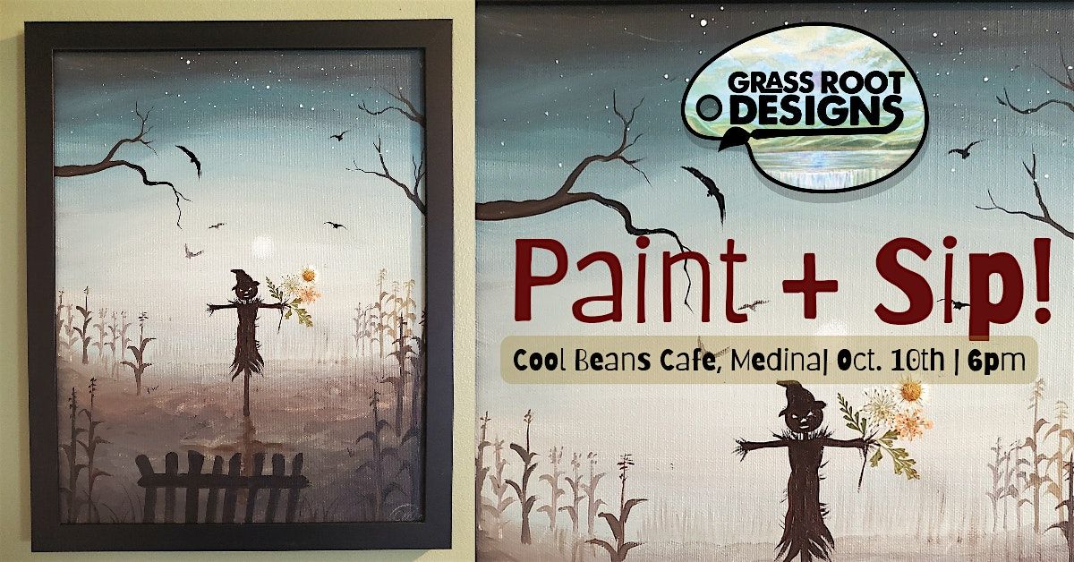 Framed Scarecrow + Pressed Flowers | Paint + Sip Cool Beans Cafe