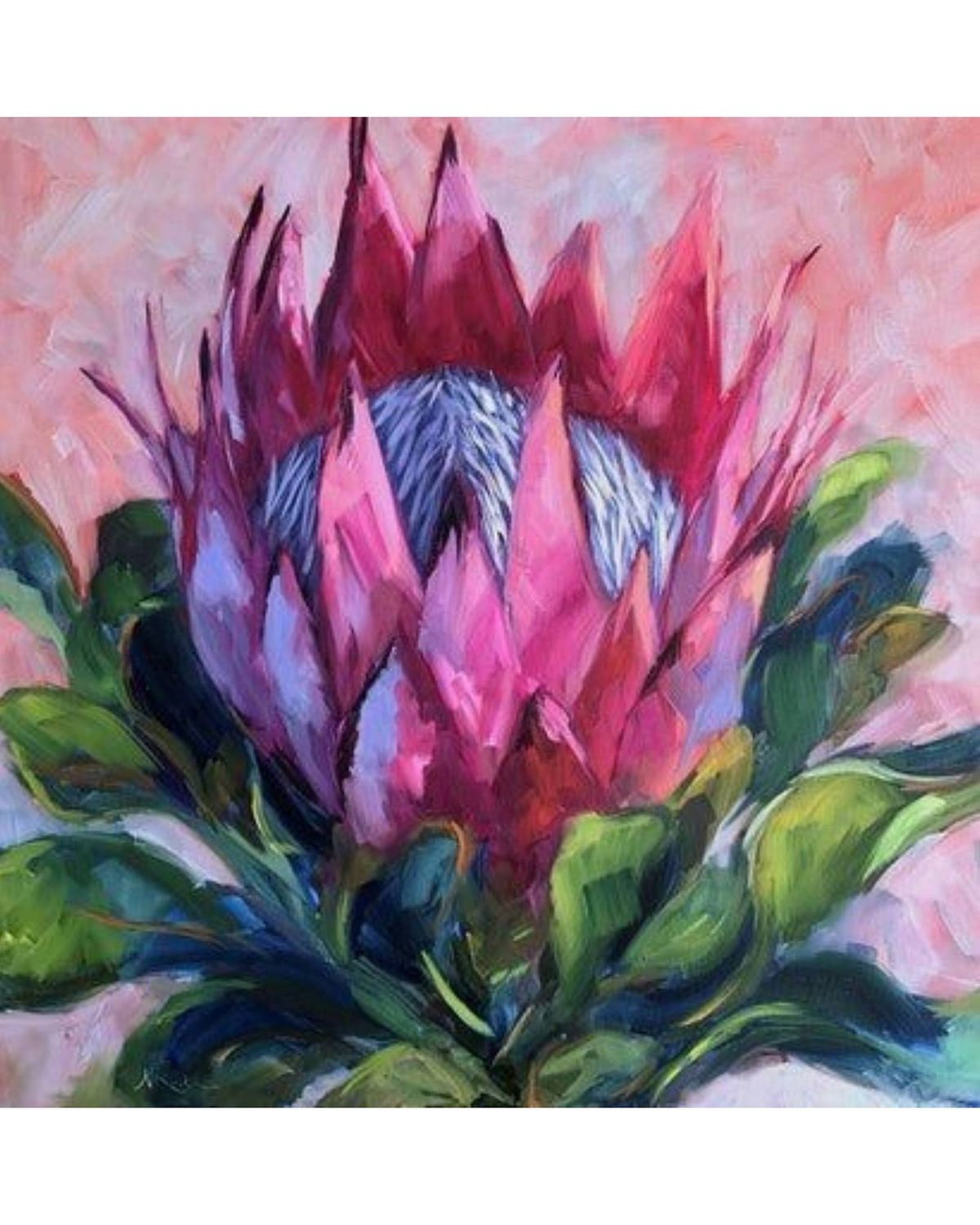 Protea olieverf 