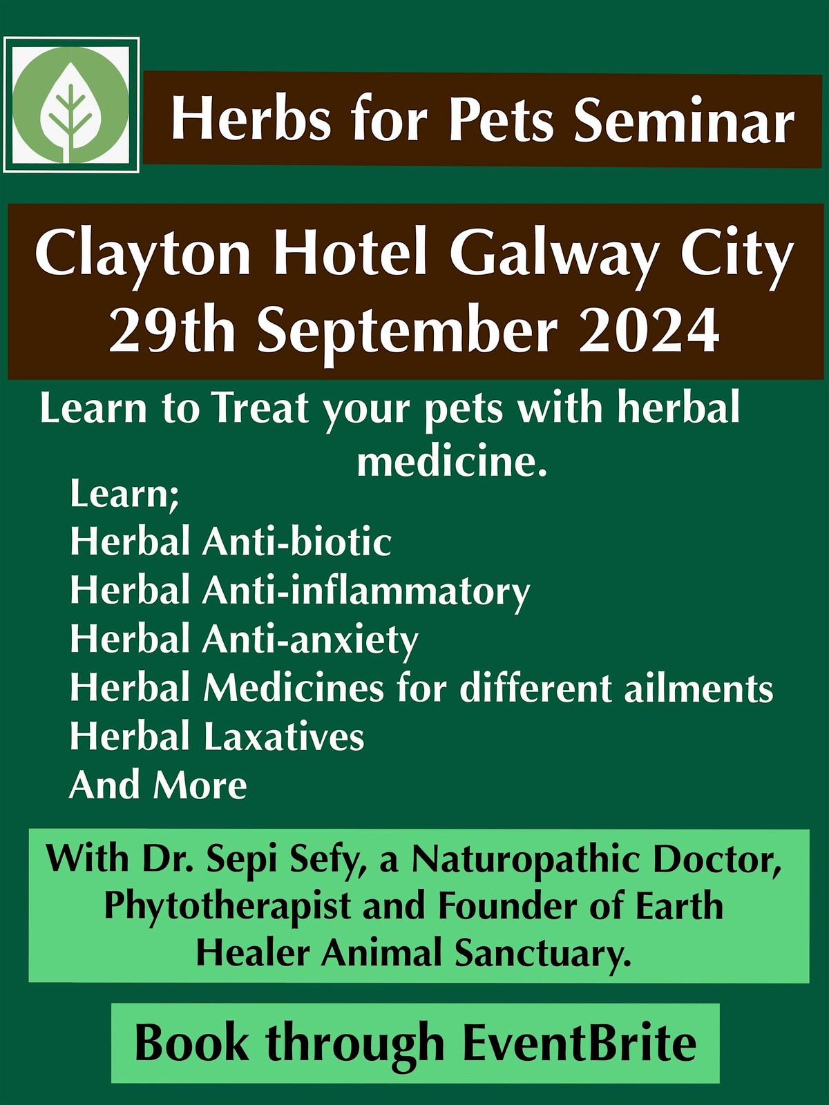 Herbs for Pets Seminar with Dr. Sefy (Galway City)