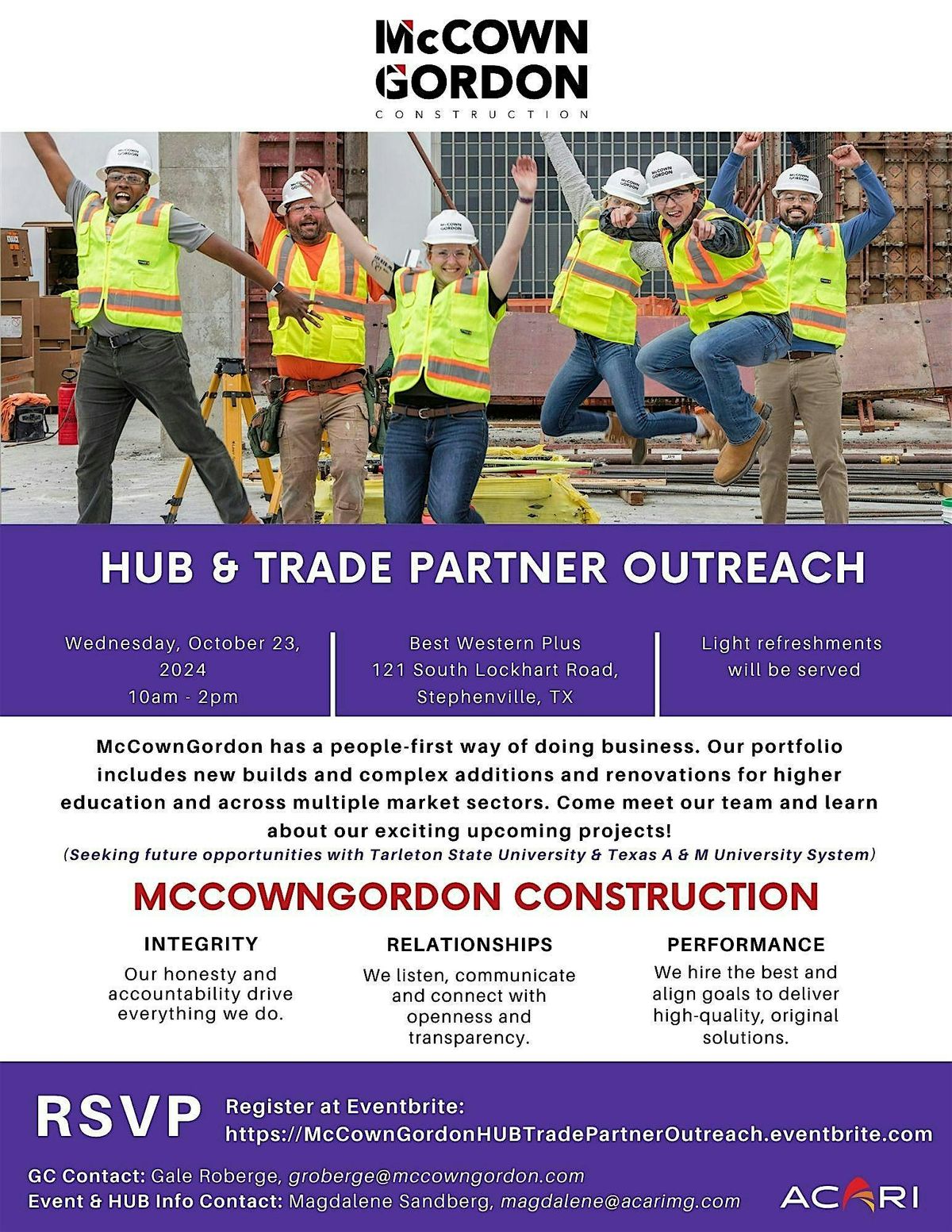 HUB & Trade Partner Outreach with McCownGordon Construction and ACARI