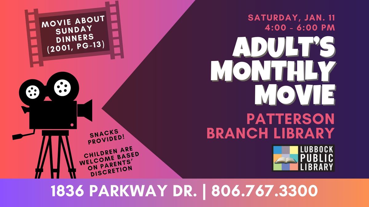 Adult's Monthly Movie at Patterson Branch Library