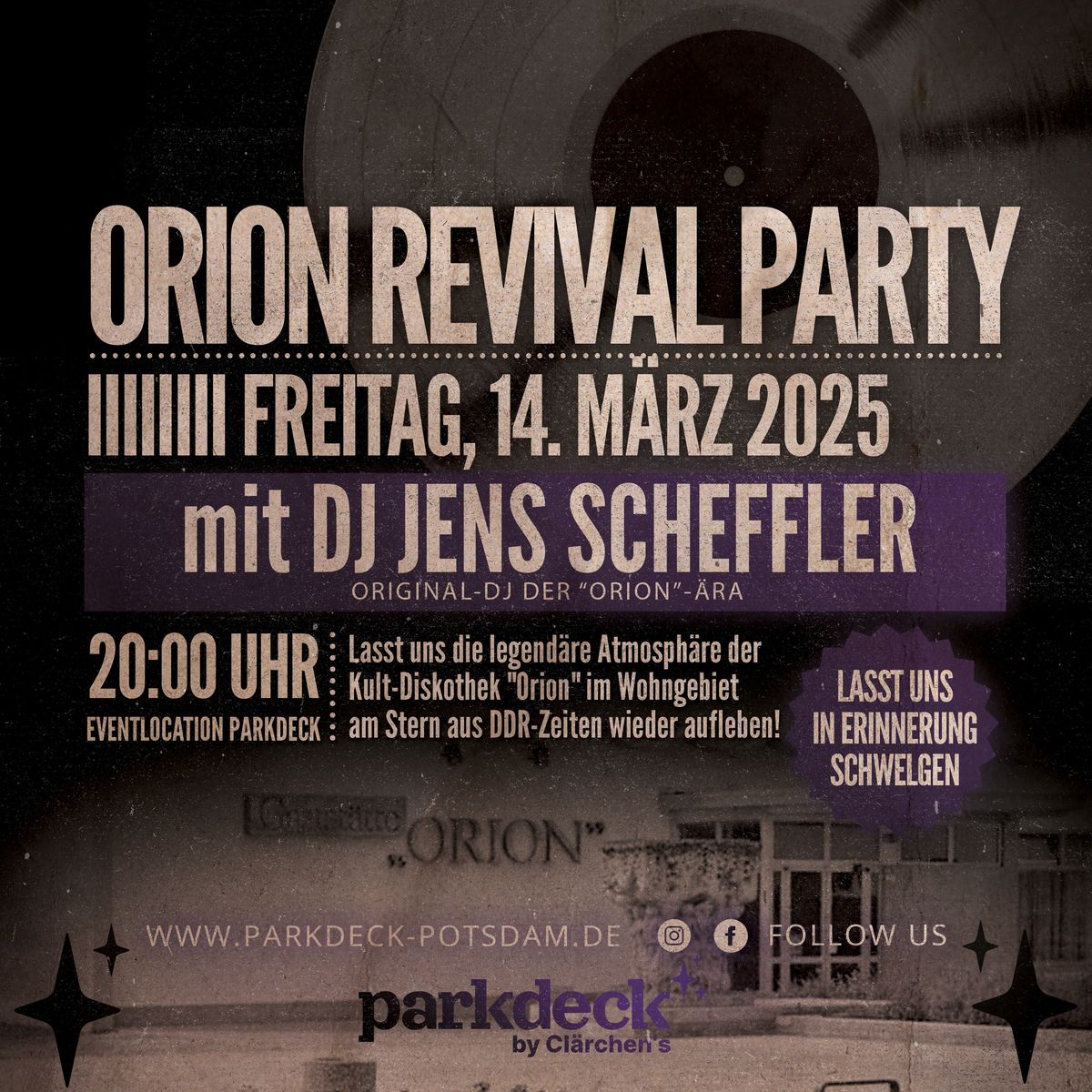 ORION REVIVAL PARTY mit DJ Jens Scheffler