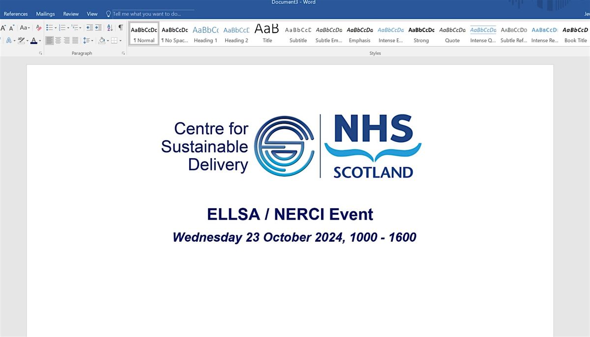 ELLSA \/ NERCI Event - Centre for Sustainable Delivery (CfSD)