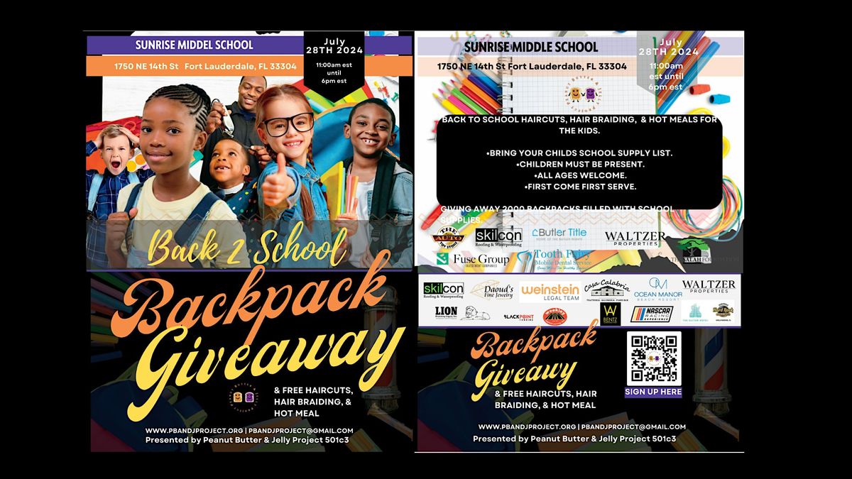 FREE  BACK TO SCHOOL BACKPACK & SUPPLIES GIVEAWAY 2024