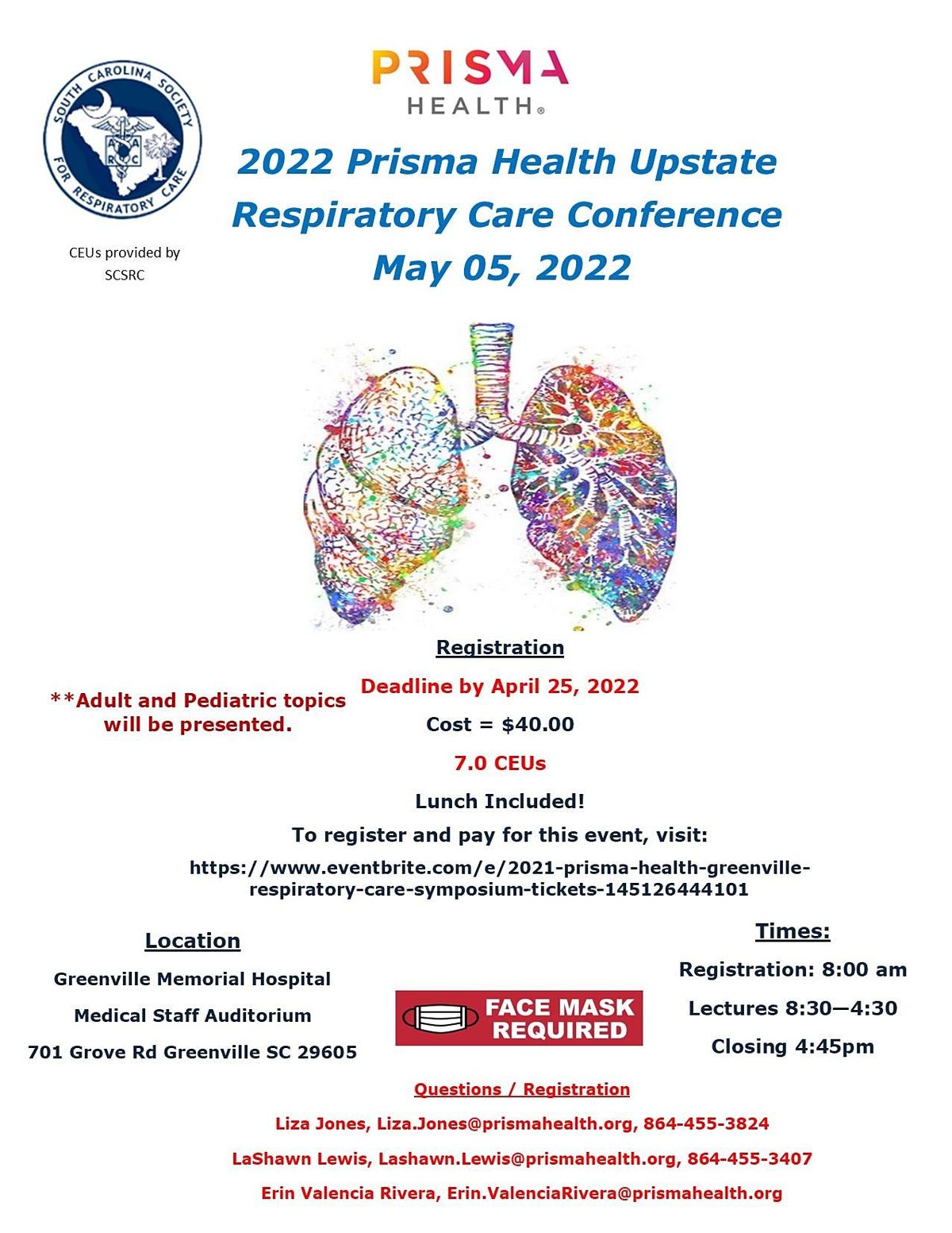 2022 Prisma Health Upstate Respiratory Care Conference, Prisma Health