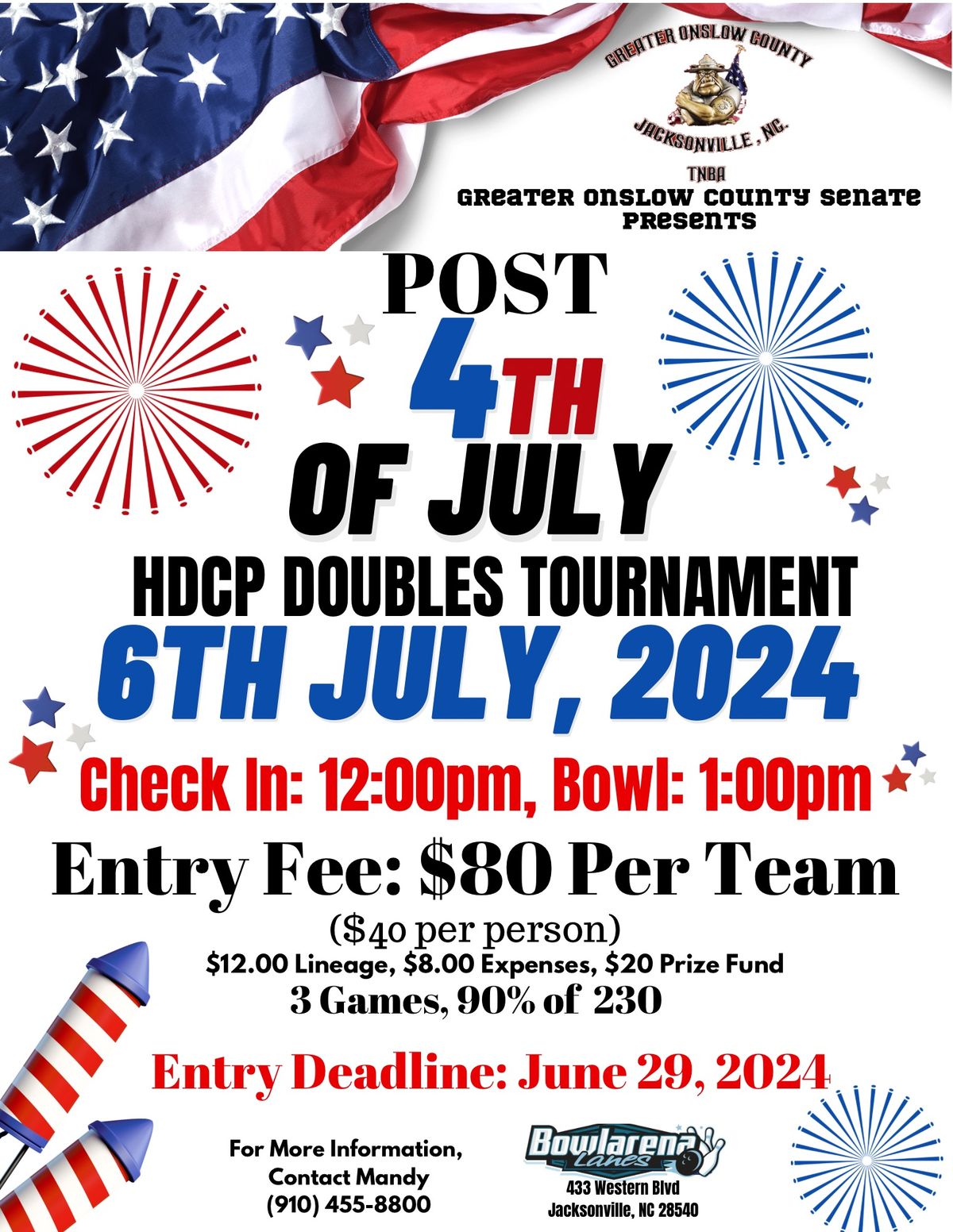 3 game HDCP Doubles Tournament