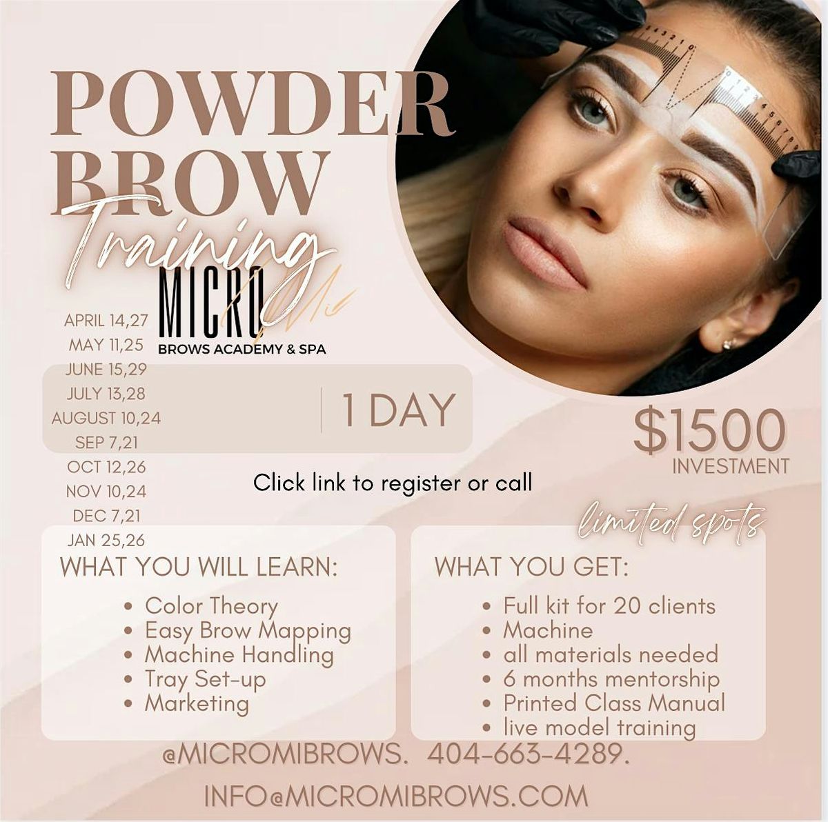 Powder brow training