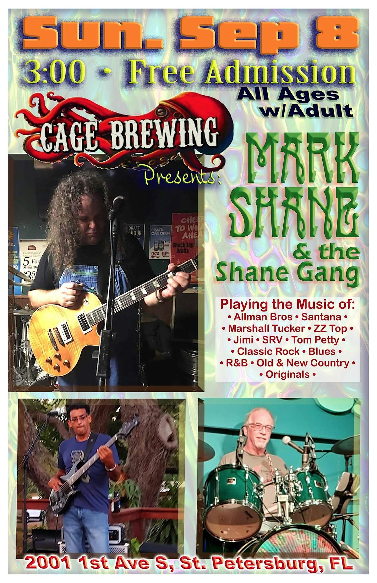 FREE ADMISSION | Mark Shane & the Shane Gang | SUN SEP 8 | Cage Brewing