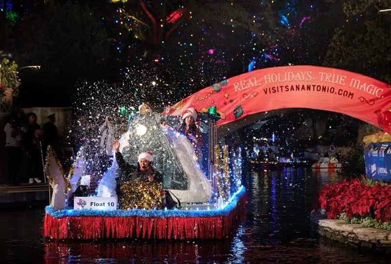 Christmas Caroling on Riverwalk Barges