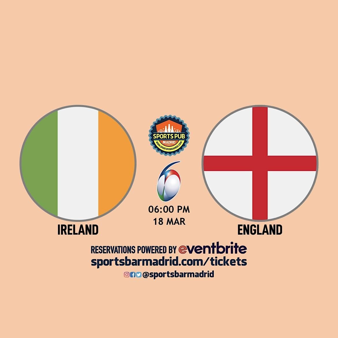 Ireland v England | Rugby Six Nations - Sports Pub San Mateo