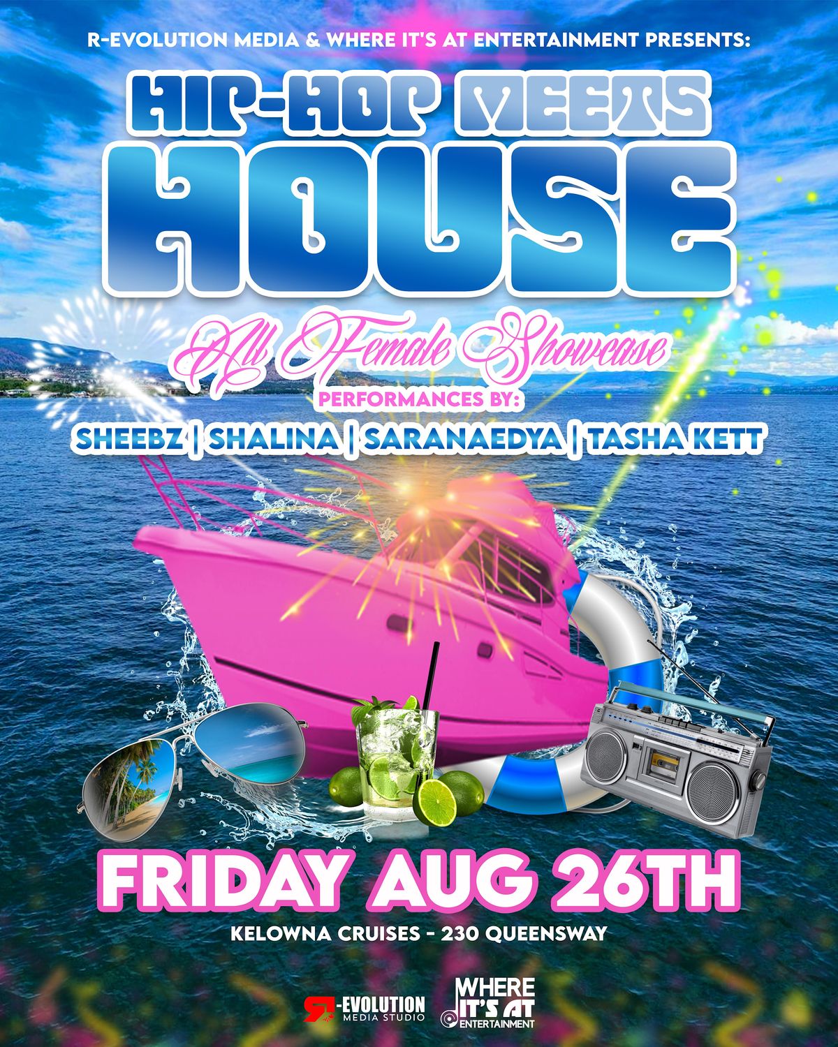 Kelowna's Boat Party Hip-Hop Meets House August 26th All Female Showcase