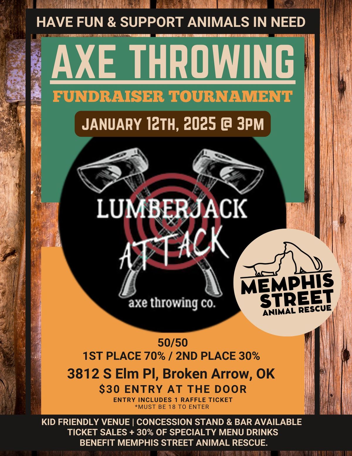 AXE THROWING TOURNAMENT & FUNDRAISER benefitting Memphis Street Animal Rescue