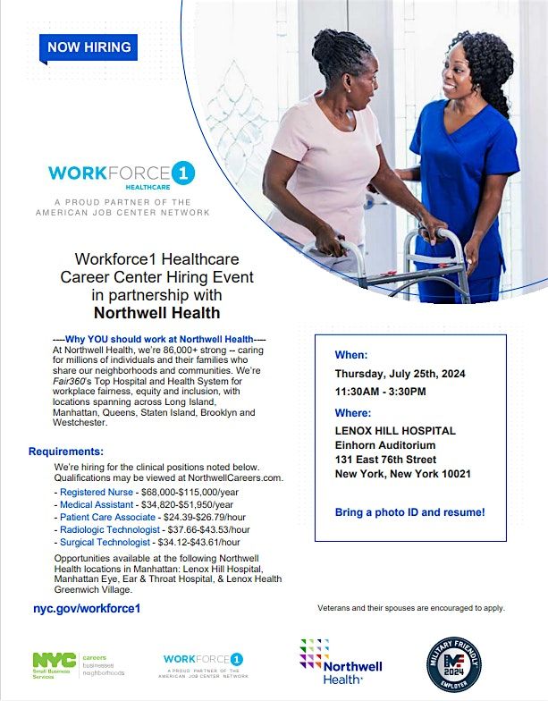 Workforce1 Healthcare Career Center & Northwell Health Hiring Event
