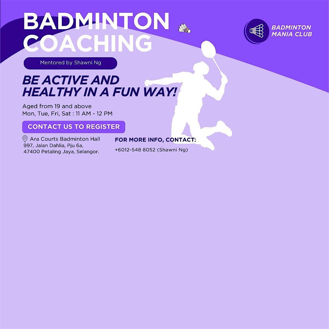 Adults Badminton Class In Petaling Jaya