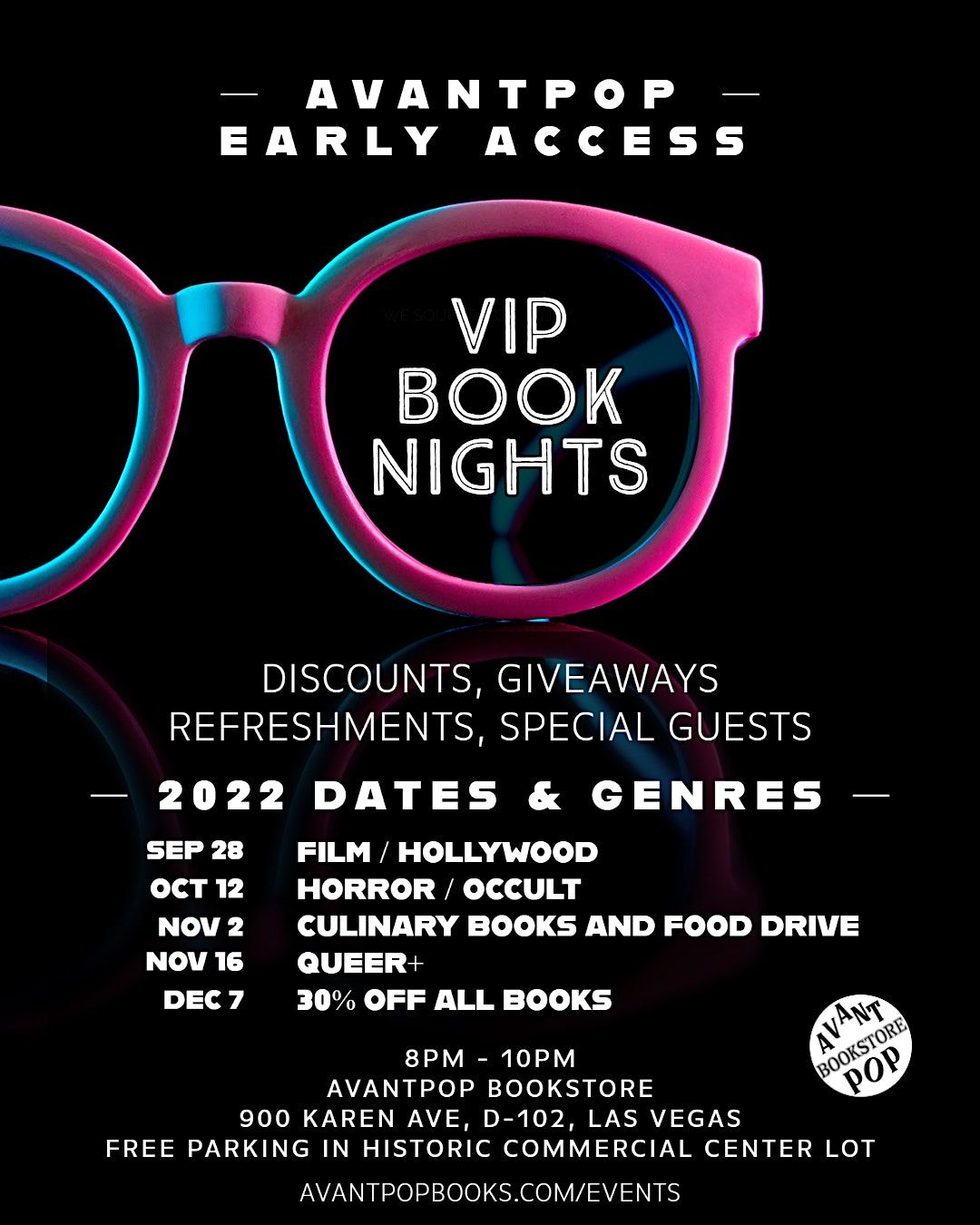 Avantpop Early Access: VIP (HORROR\/OCCULT) Book Night