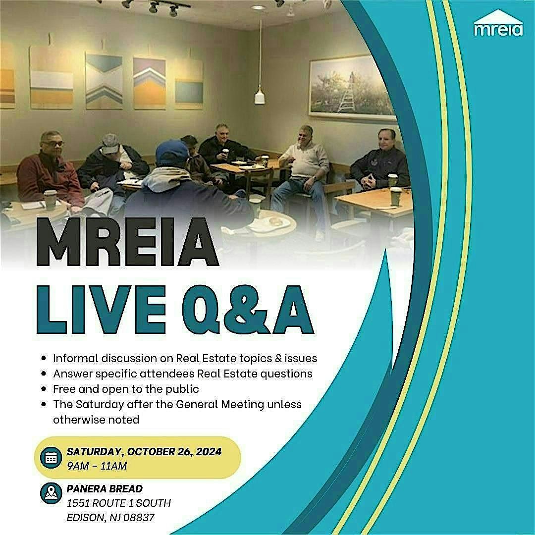 MREIA Saturday Q&A at Panera with Dave Corsi - Free and Open to the Public