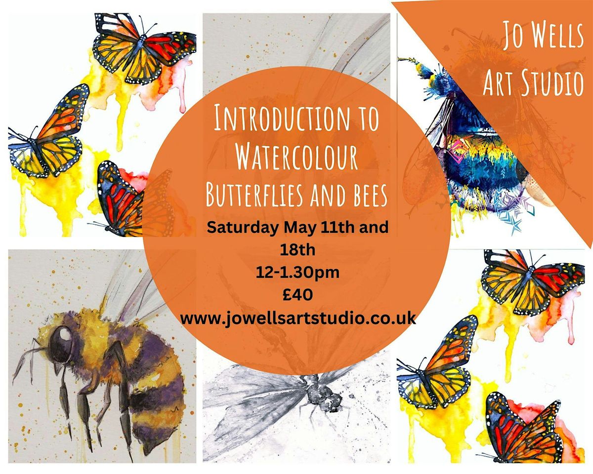 Introduction to watercolour painting - butterflies and bees