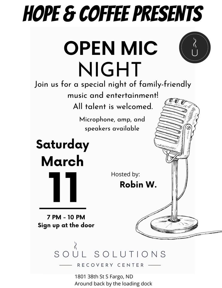 Open Mic, Hope and Coffee Fargo, 11 March 2023