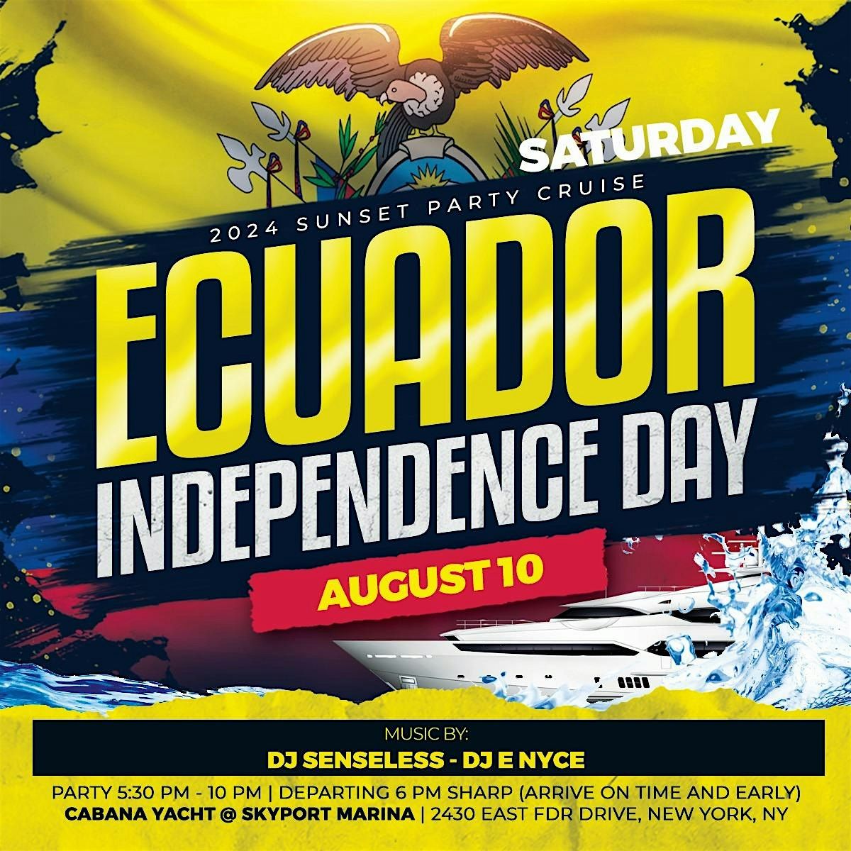 Ecuadorian Independence Sunset Party Cruise At Cabana Yacht