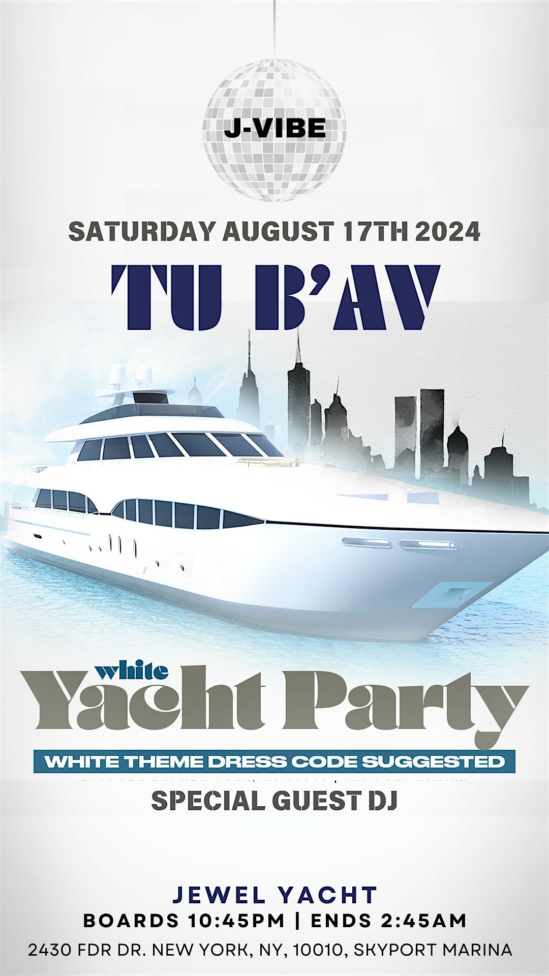 Tu B'Av Holiday Party @ Jewel Yacht Saturday 8\/17