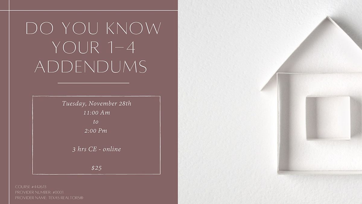 Do You Know Your 1-4 Addendums