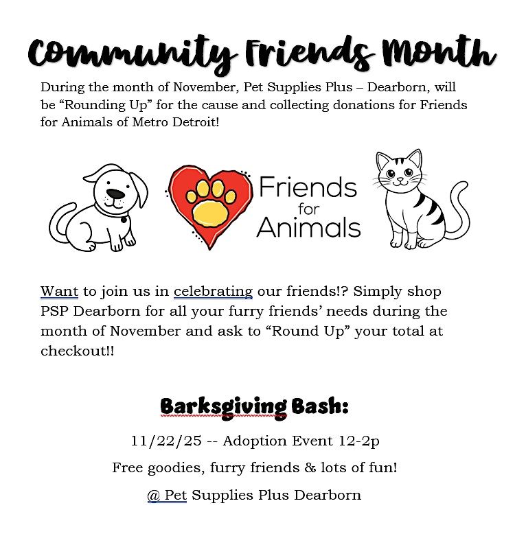 Barksgiving Bash at Pet Supplies Plus Dearborn