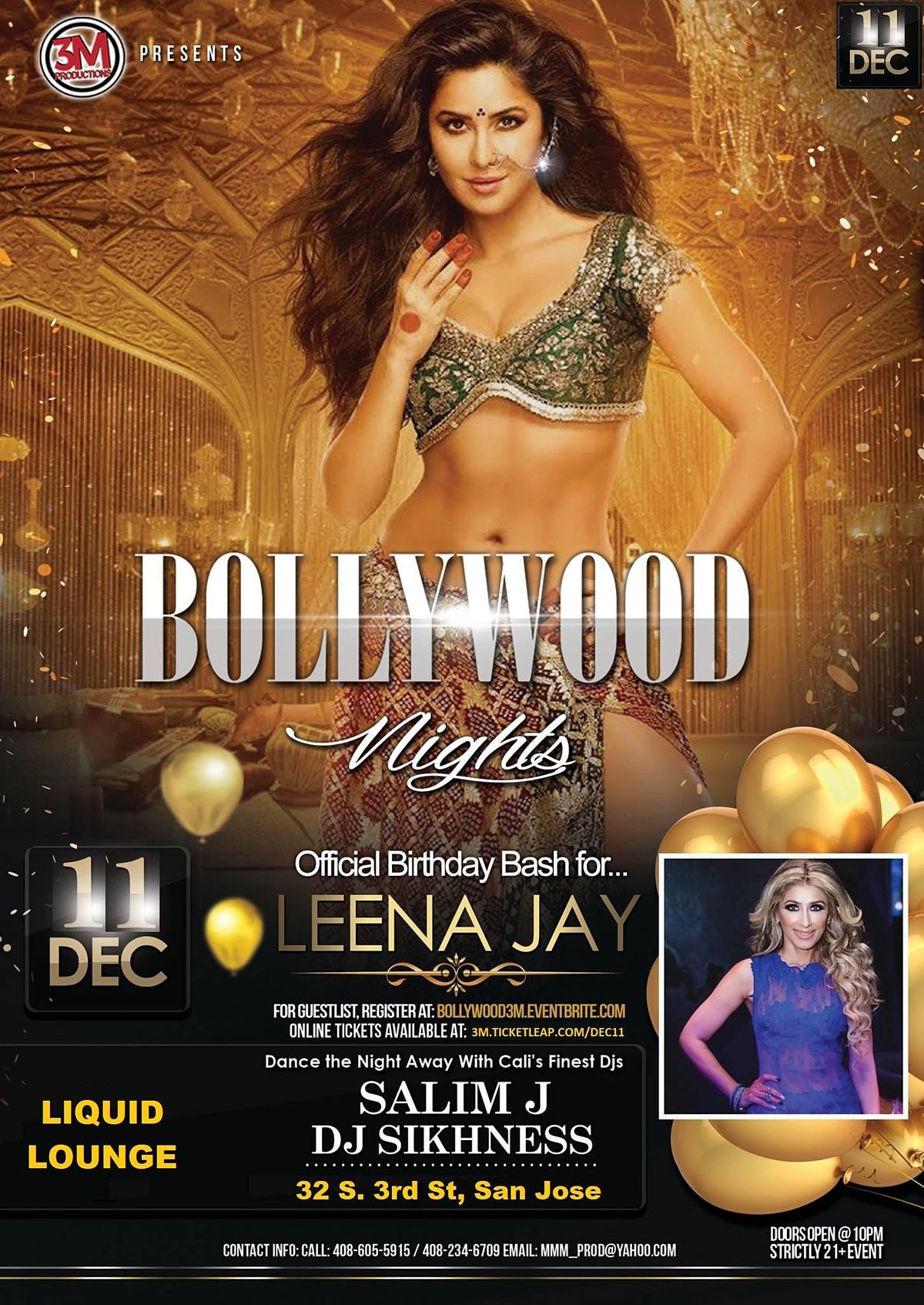 Bollywood Nights - Best of 2021 on Sat, Dec 11th at Liquid Lounge, San Jose