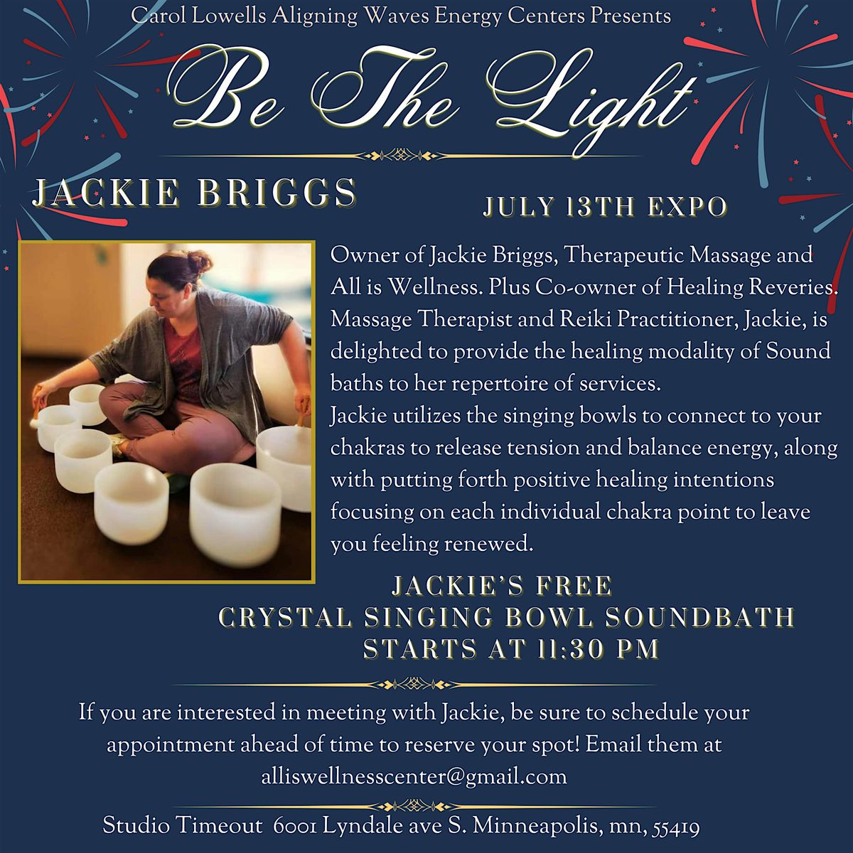 Jackie Briggs - Crystal Singing Bowl Sound Bath - Be the Light Expo