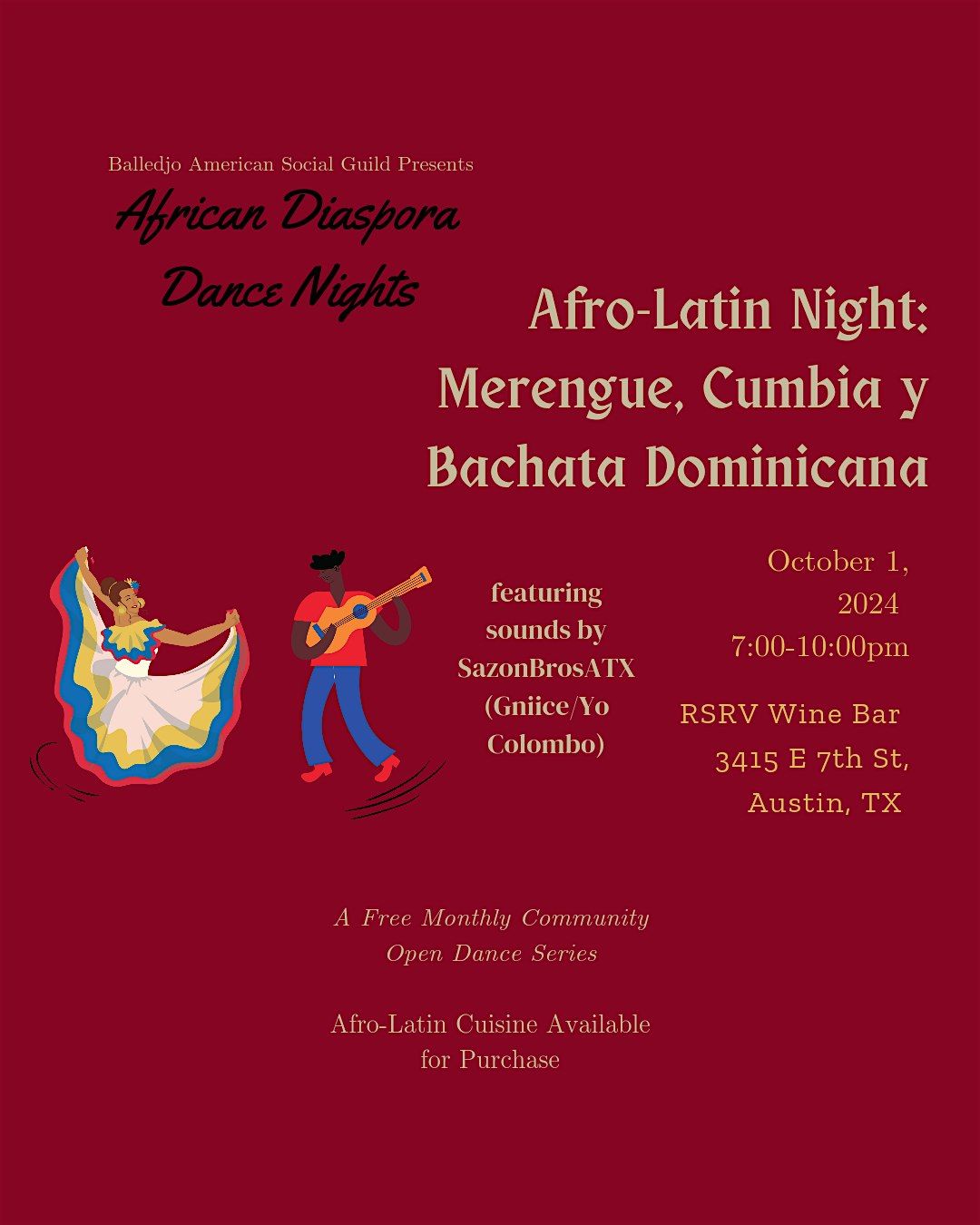 Afro-Latin Night :  Merengue, Cumbia & Dominican Bachata