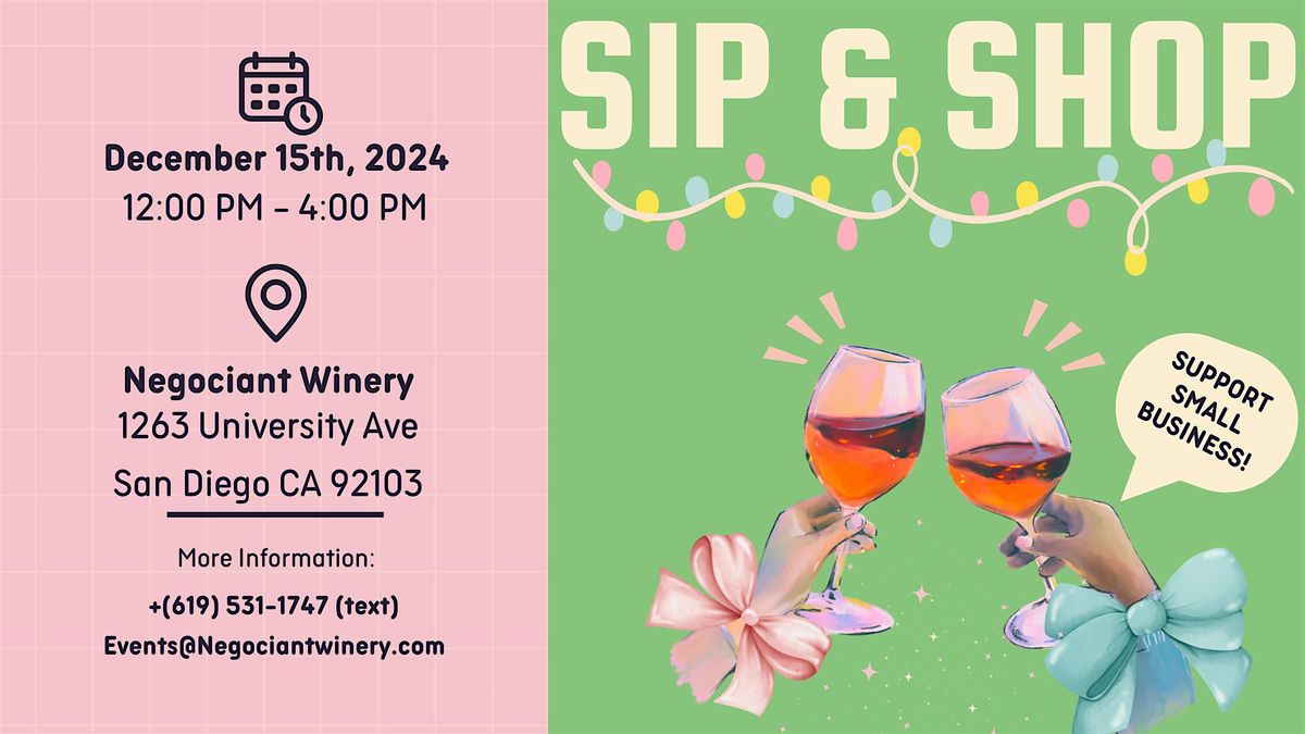 Sip & Shop At N\u00e9gociant Winery- Holiday Market